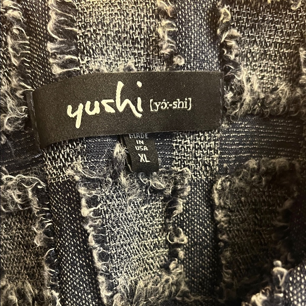 Yushi Chic Blue Textured Women's Coat - Picture 2 of 5
